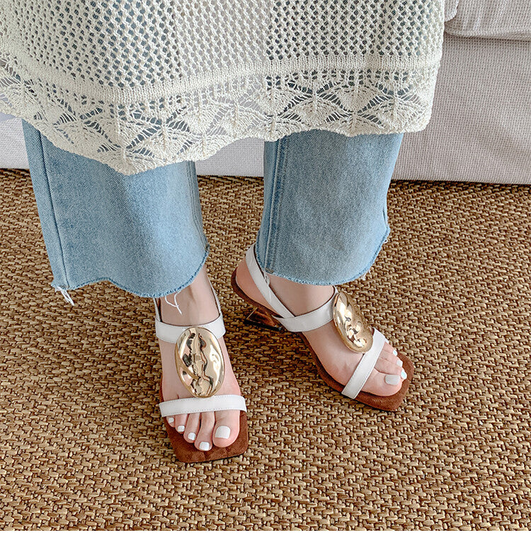 Karin Luna Hot-Selling Fasteners  Irregular Heel Open-Toe Sandals