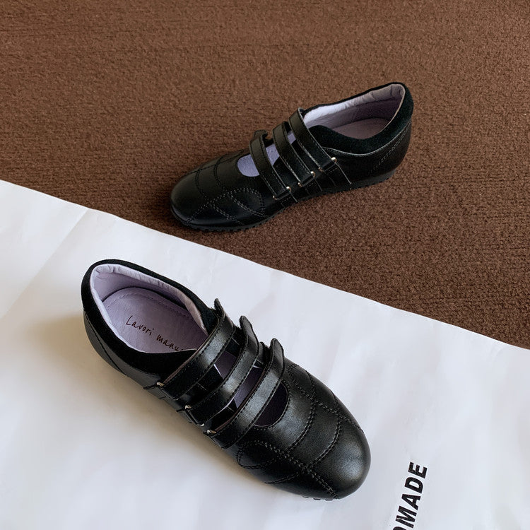 Karin Luna Casual Shoes Series~  In Stock In Stock Magic Tape Round Toe Internal Height Increase Single Strap Flats