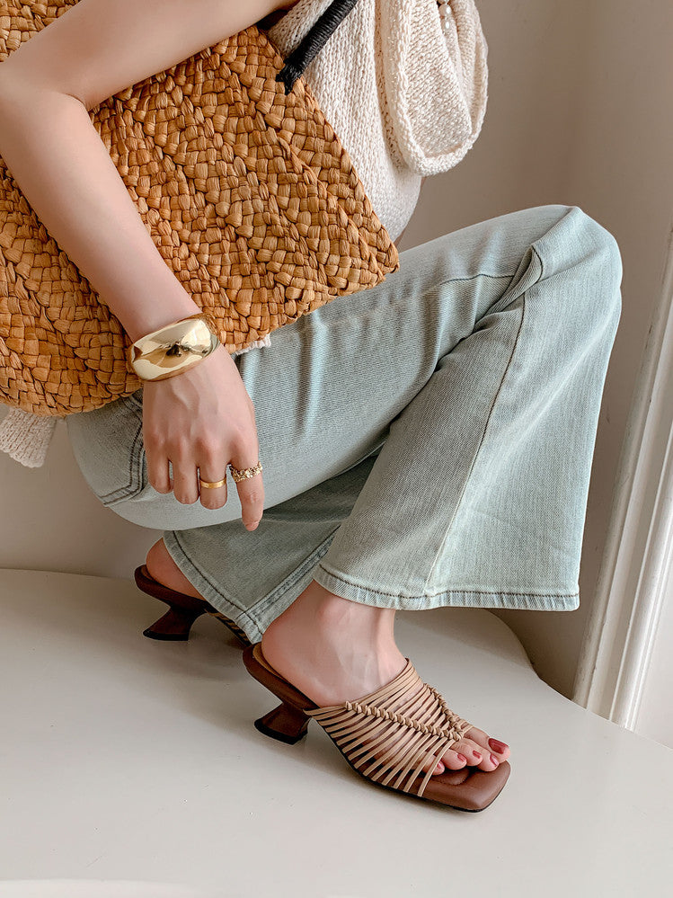 Karin Luna Bestseller Woven Vacation Style Series~ Elegant High Heel Slippers