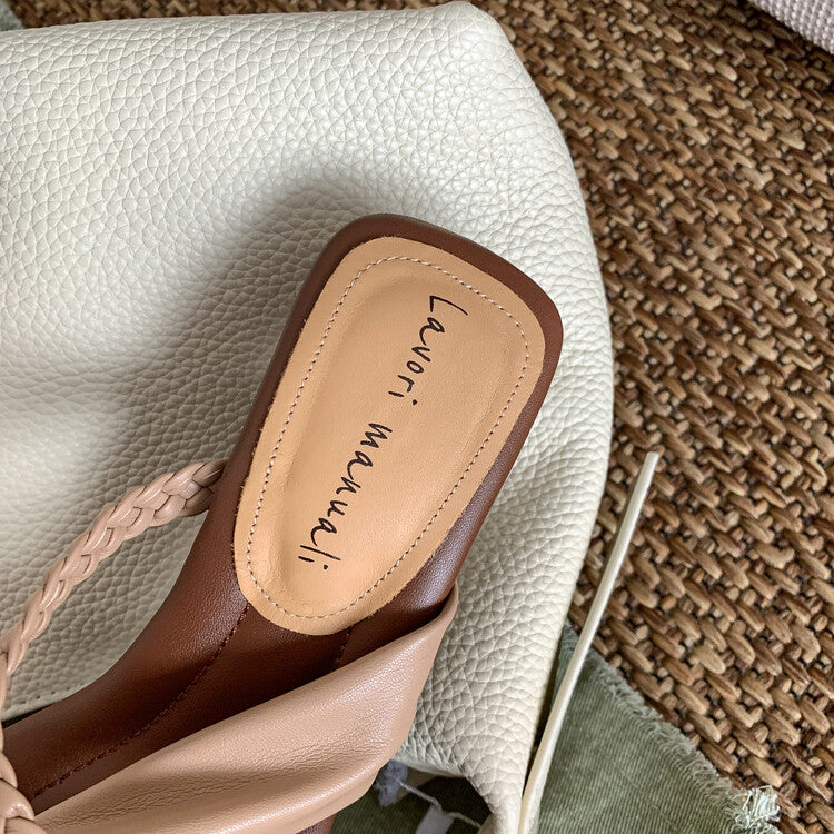 Karin Luna has a sense of design ~Twist Braided Cross Strap Square Toe Sandals