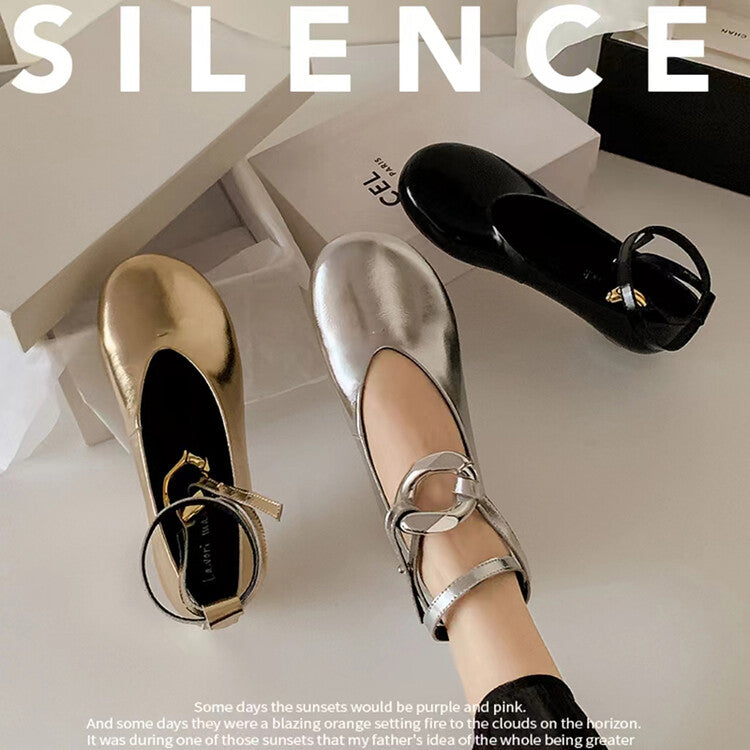 Karin Luna In Stock Large Stock Main Promotion  Two-Way Wear Height-Increasing Retro Gold Buckle Mary Jane Shoes