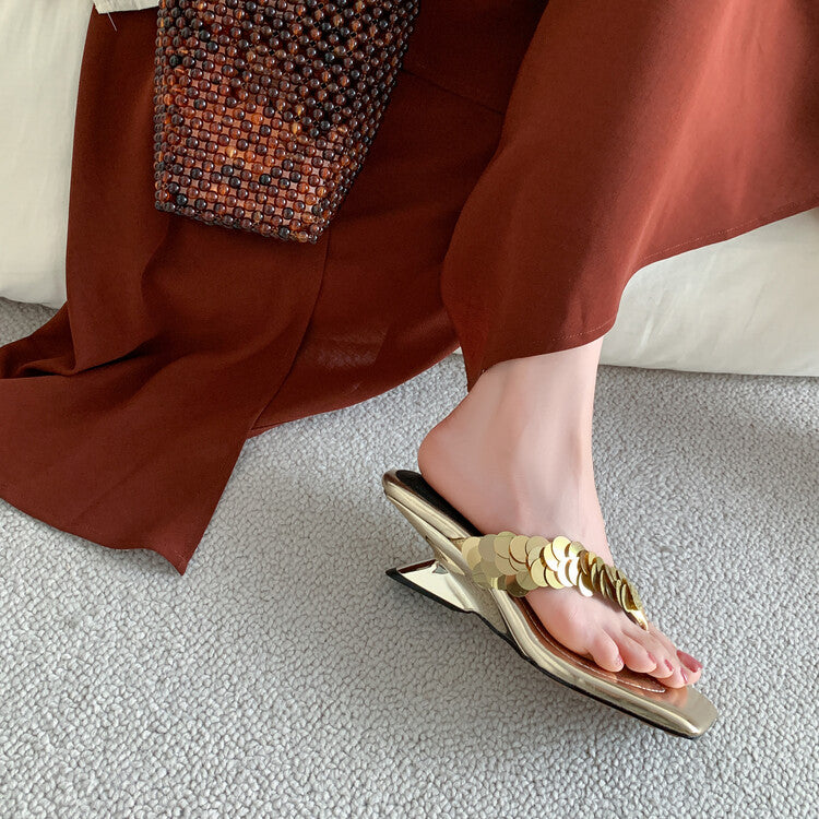 Karin Luna Exquisite Daughter~t Footrest with Rhinestones for a Sofa-like Feel  Sequin Flip-Flops