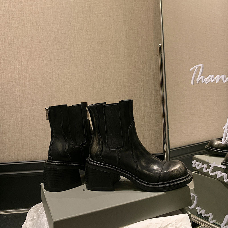 Karin Luna In Stock Spot Goods  Round Toe Stretch Round Toe Chelsea Short Boots