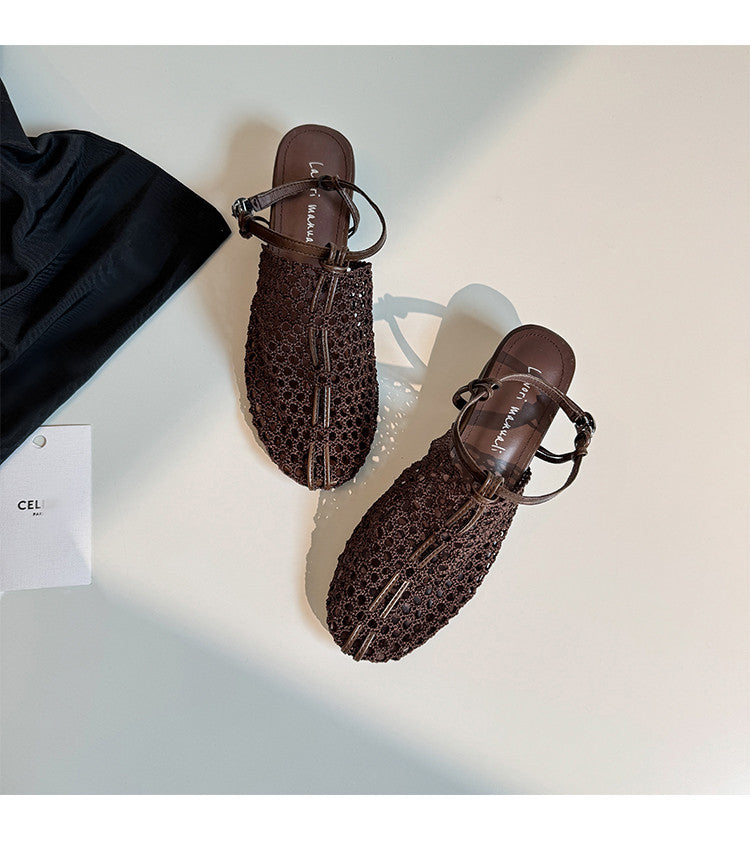 Karin Luna In Stock Spot Goods  Resort Style Series~Casual woven closed-toe flat sandals