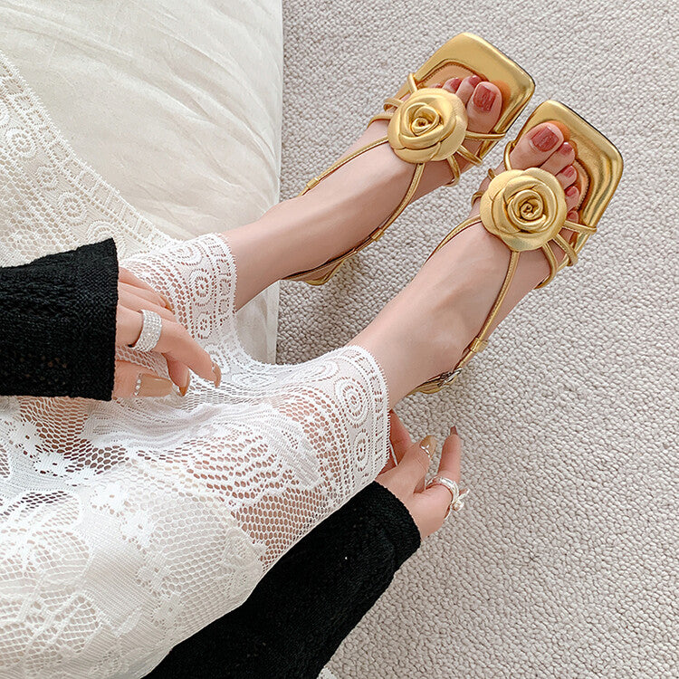 Karin Luna Exquisite Camellia ~French Retro Open-Toe Sandals