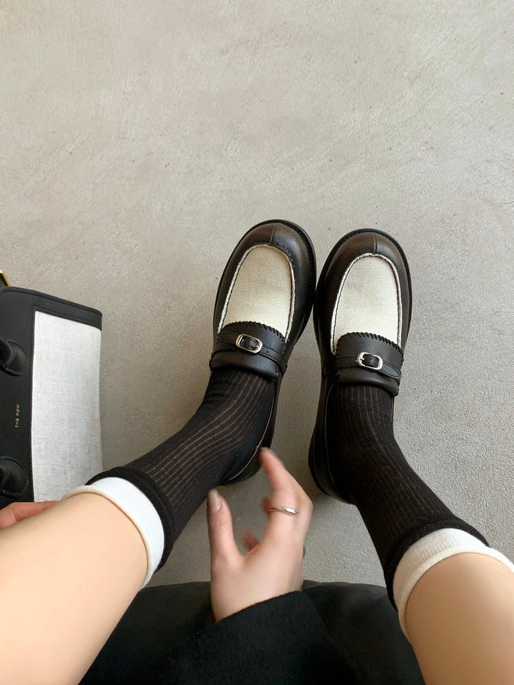 Karin Luna Casual Shoes Series~  In stock Classic color-blocking British style deep-mouth single shoes