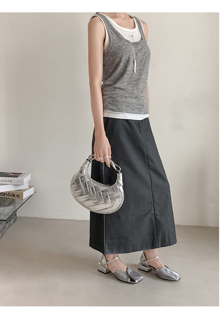 Karin Luna In Stock In Stock  Internet Celebrity Style Square Toe Mesh Chunky Heel Sandals