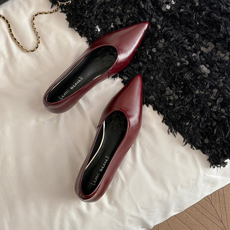 Karin Luna In Stock Spot Goods Classic three-color pointed toe metal heel shoes