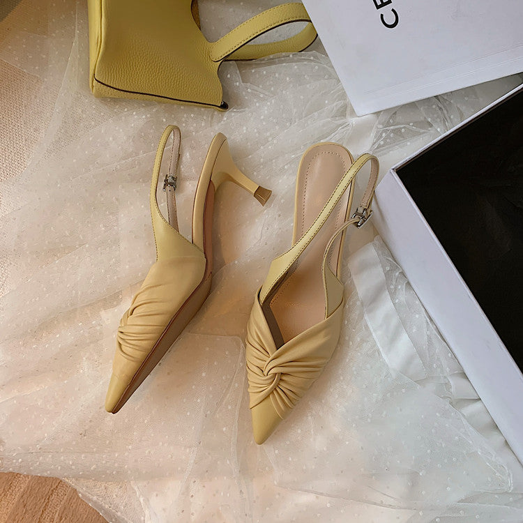 Karin Luna In Stock In Stock  Exquisite Pointed Toe Backless Closed-Toe Stiletto Sandals