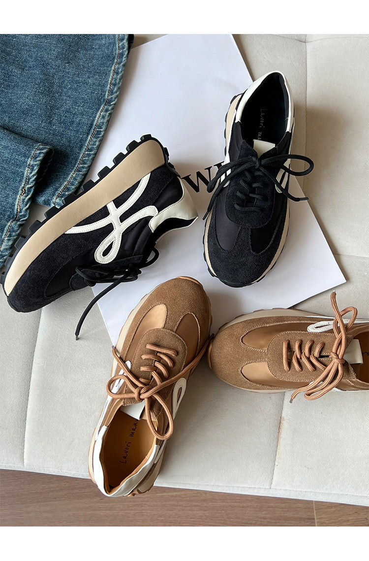 Karin Luna Casual Shoes Series~  In Stock Hot-Selling Versatile Lace-Up Thick-Soled Deep Mouth Single Shoes