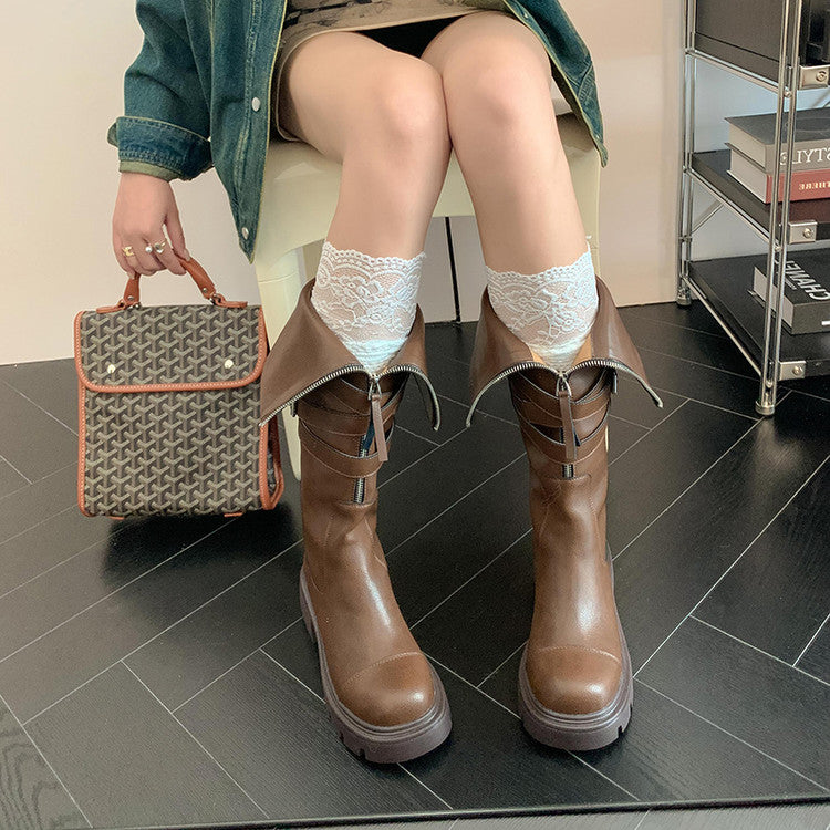 Karin Luna In Stock In-stock Foldable Niche Thick-soled Knight Boots