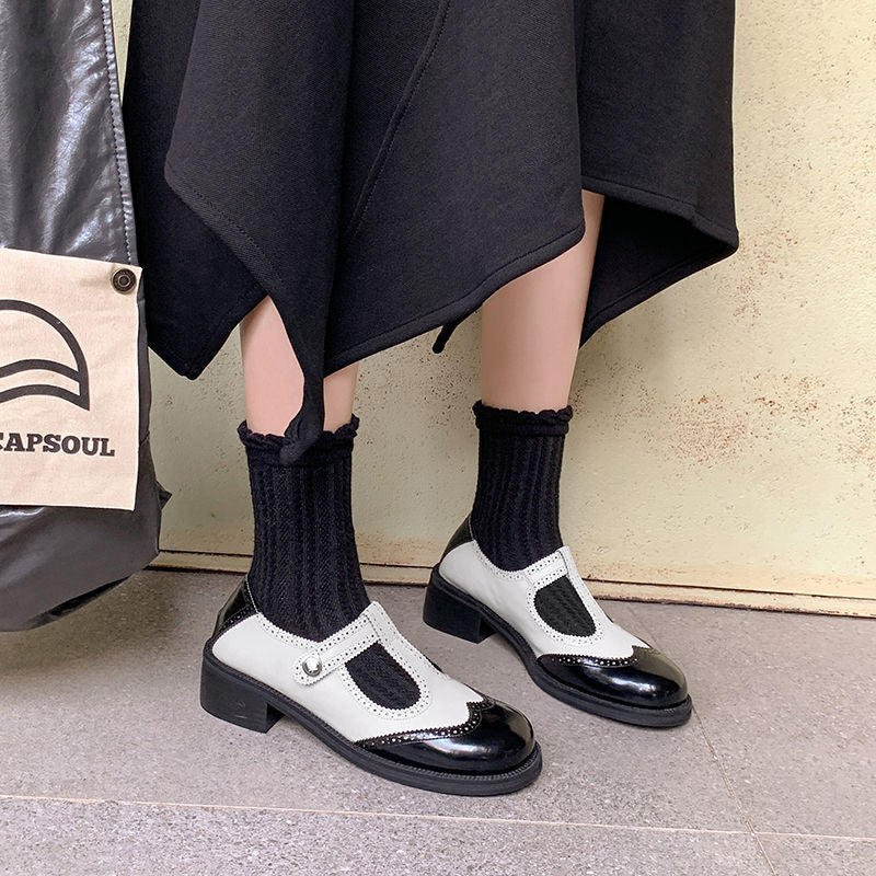 Karin Luna In Stock Spot Goods  Color Matching t Round Toe British Style Single Shoes