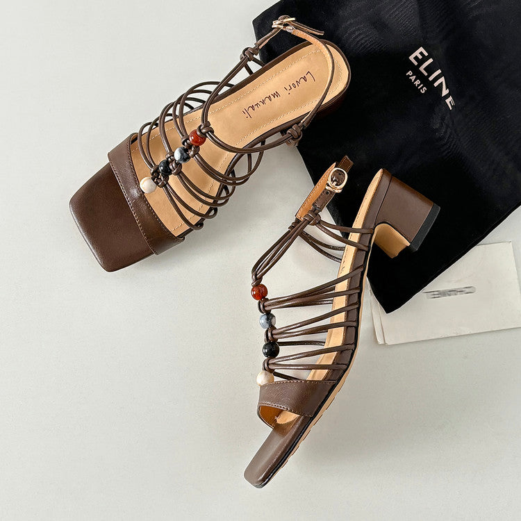 Karin Luna Bohemian Vacation Style~Square Toe Open Toe Sandals