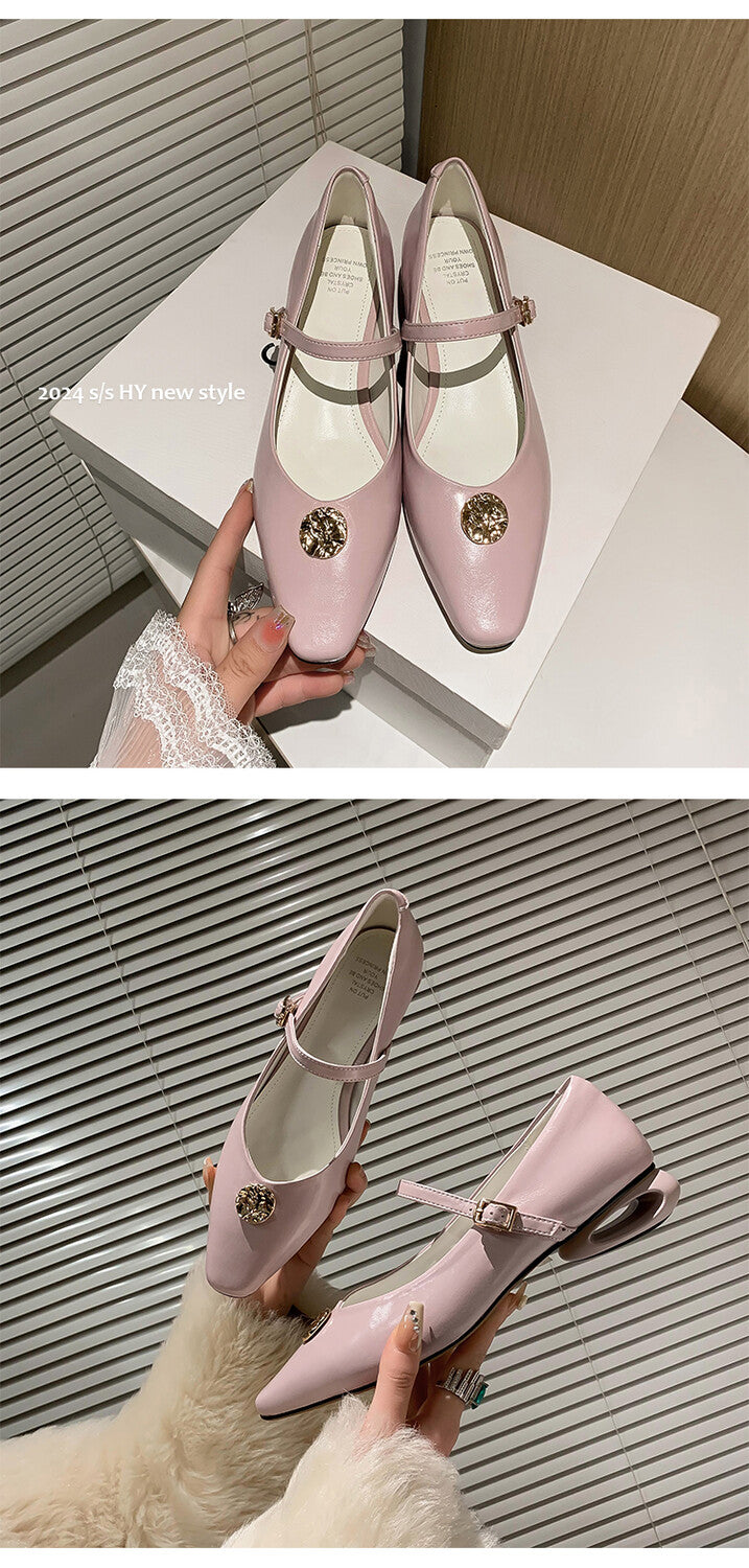 Karin Luna Camellia Story~In stock  Full Leather Shallow Mouth Single Shoes