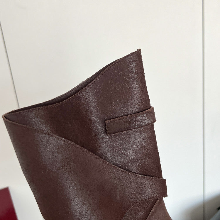 Karin Luna In Stock Spot Goods  Super textured Lazy Style Thick-Soled Ankle Boots
