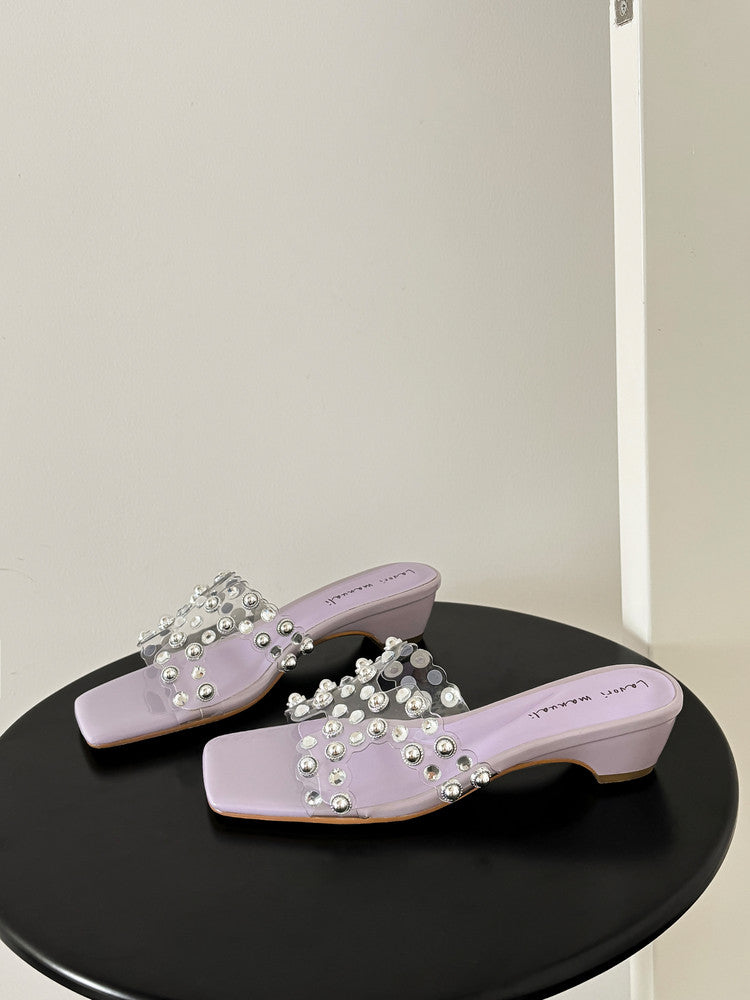 Karin Luna In Stock Spot Goods Classic versatile transparent sequin slippers