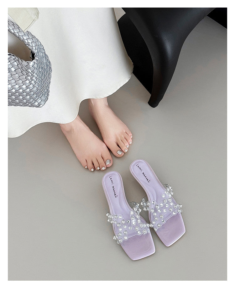 Karin Luna In Stock Spot Goods Classic versatile transparent sequin slippers