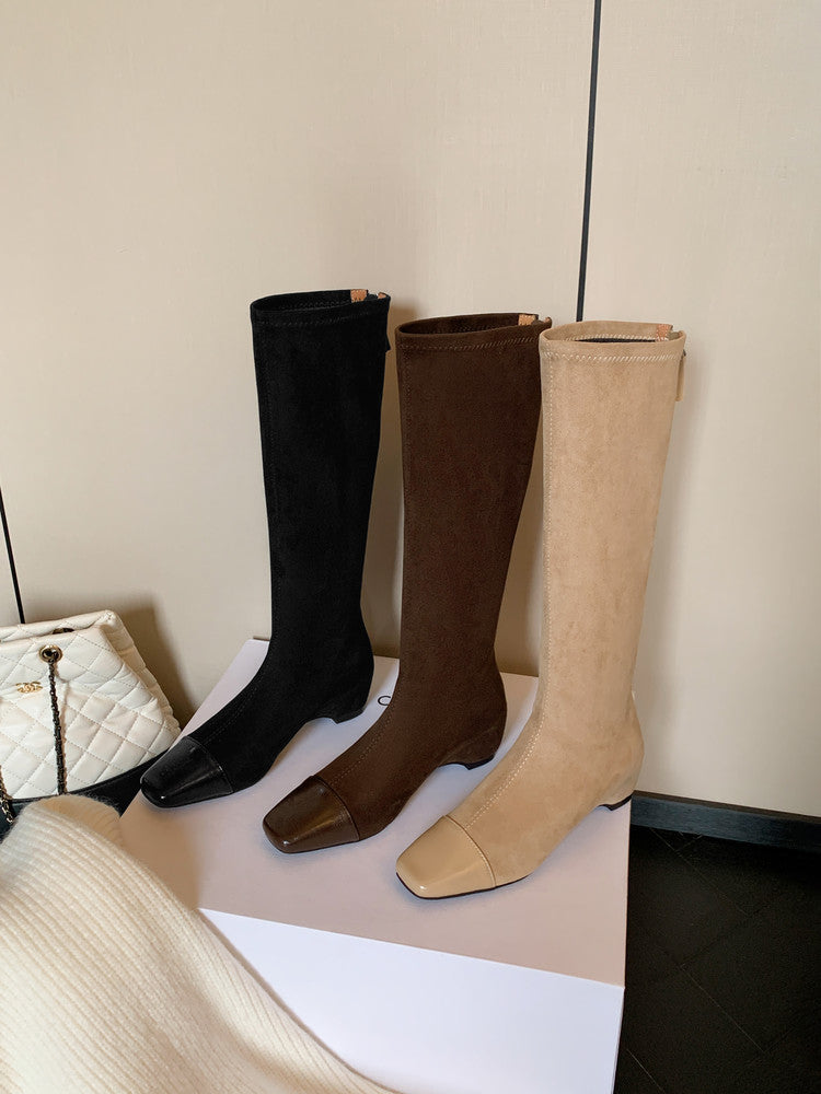 Karin Luna In Stock In Stock Patchwork Long Boots Elegant Versatile