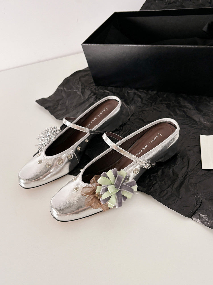 Karin Luna In Stock Spot Goods  Full-grain leather inside and out  Ultra Exquisite Round Toe Hidden Heel Closed-Toe Slippers