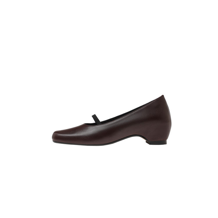 Karin Luna In Stock Spot Goods    Retro Elastic Band Chunky Heel Single Shoes