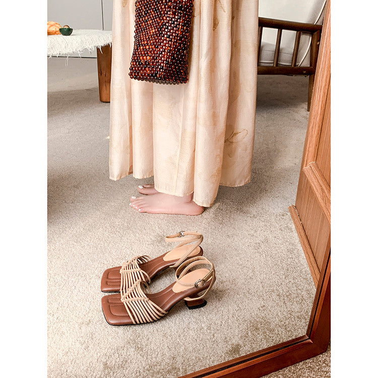 Karin Luna Data Hot Item  Comes with data plan included Hand-woven Square Toe Sofa Insoles Irregular Heel Sandals