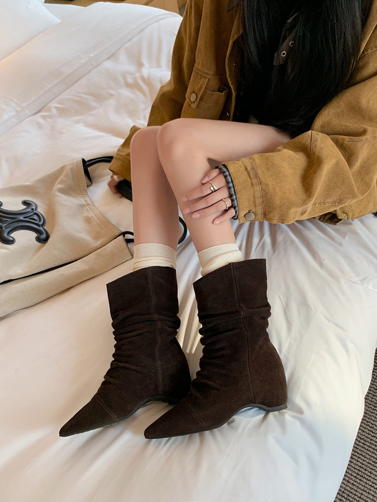 Karin Luna Data Hot Item Pointed Toe Slouchy Matte Western Ankle Boots