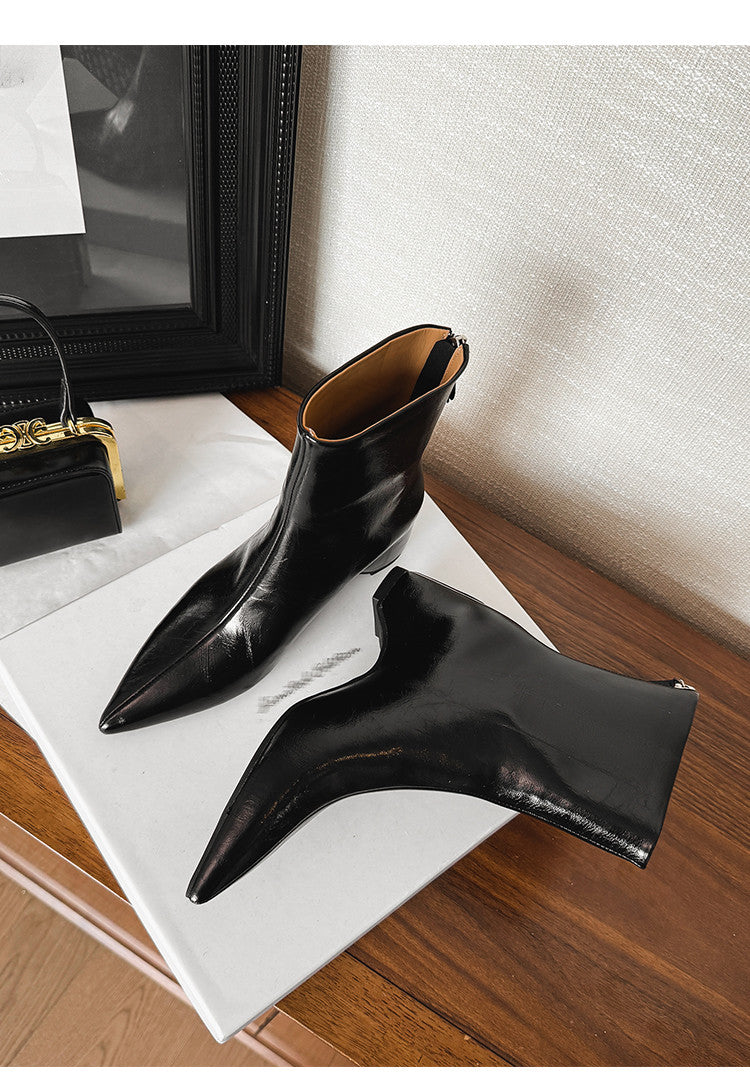 Karin Luna Versatile Elegant Style Pointed Toe Hidden Wedge Short Boots