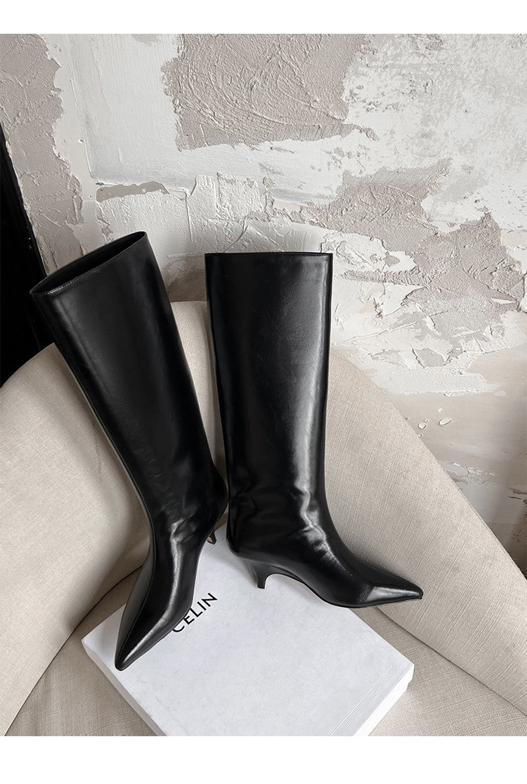 Karin Luna In Stock In Stock    Stunning Elegant Style Kitten Heel Straight Long Boots