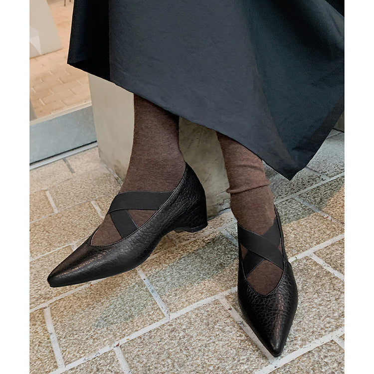 Karin Luna In Stock  Spot Goods  a Large Number of Spot Goods Pointed Toe Cross Strap Hidden Wedge Shoes