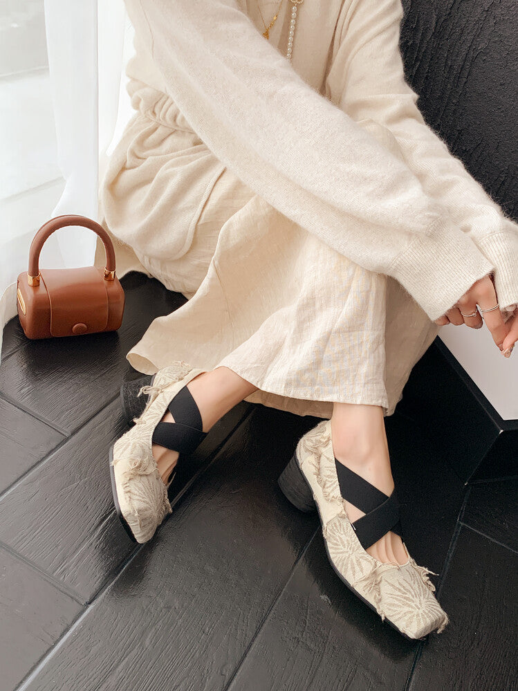 Karin Luna Chinese Pop is the Top Flow~ Orchid Pavilion Preface  New Chinese Style National Aesthetics Retro Cross Strap Mary Jane Shoes