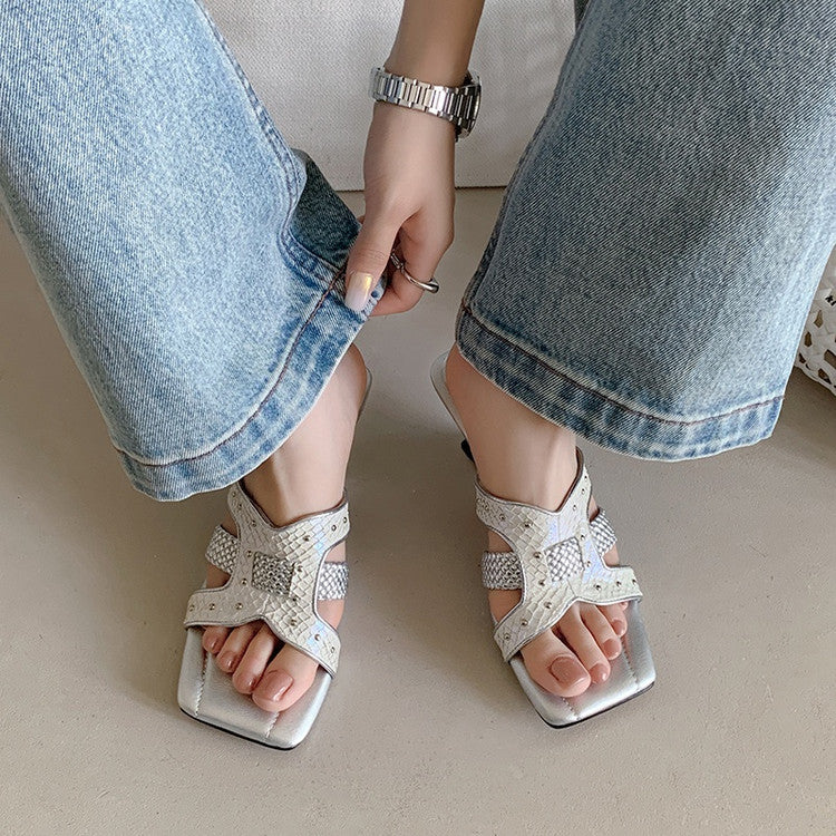 Karin Luna Fish Skin Series~ Hot-selling Square-Toe Slippers with Built-in Traffic