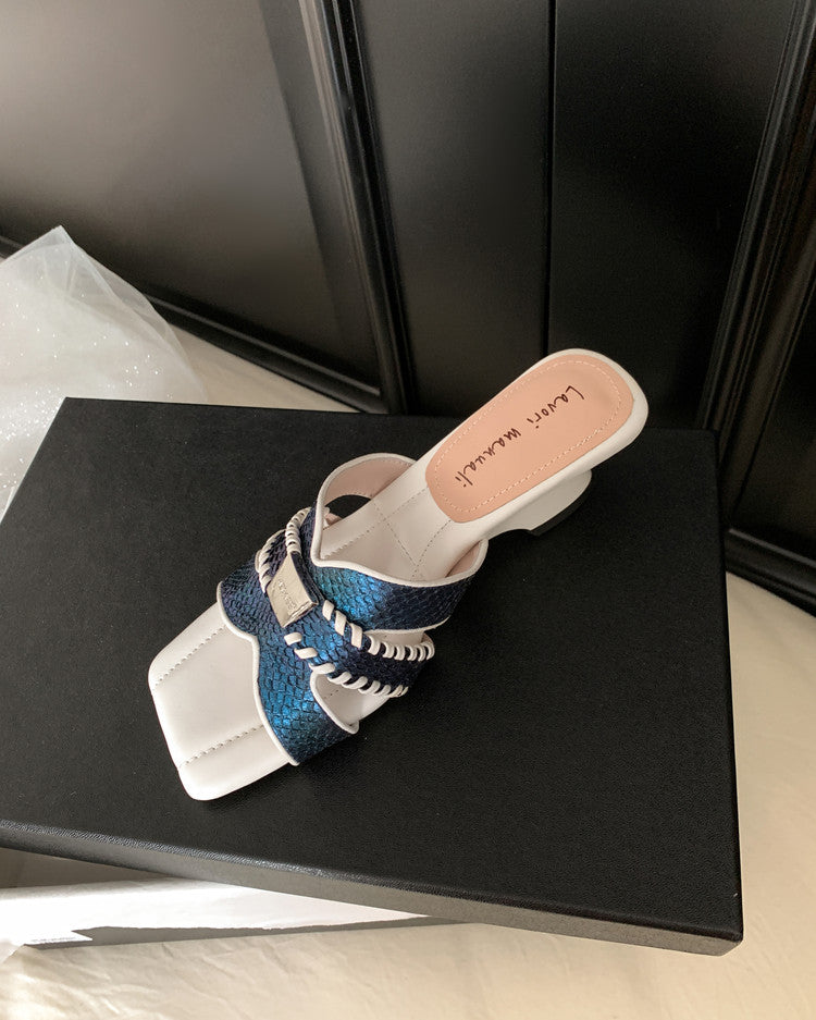 Karin Luna Fish Skin Series~ Hot-selling Square-Toe Slippers with Built-in Traffic