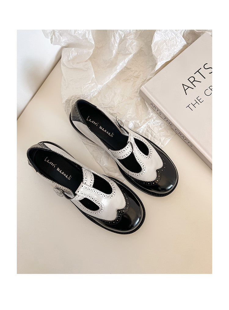 Karin Luna In Stock Spot Goods  Color Matching t Round Toe British Style Single Shoes