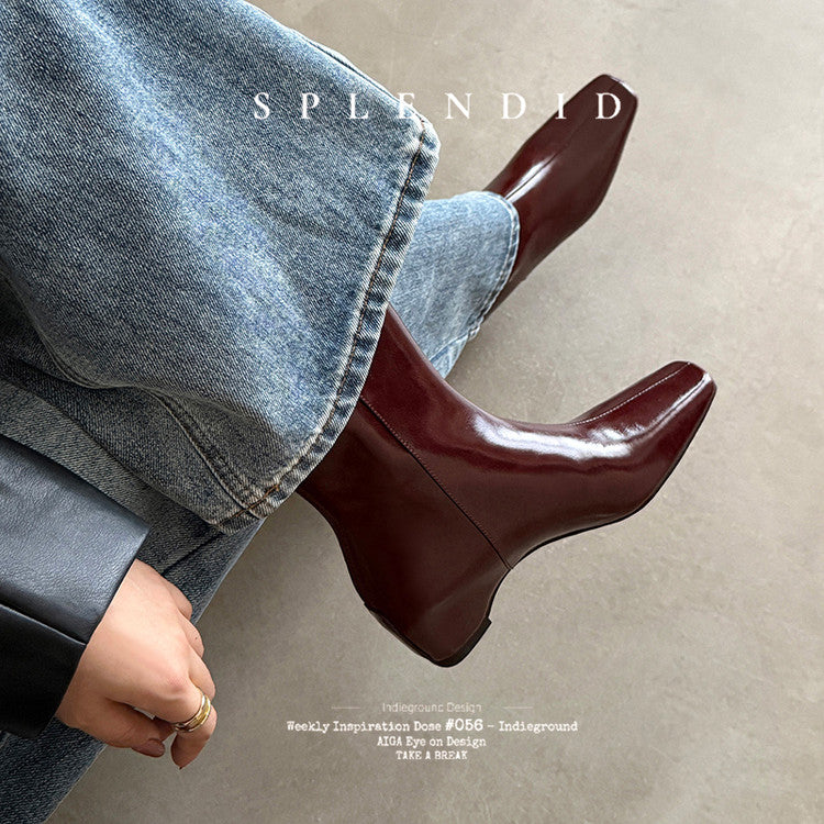 Karin Luna Basic Versatile  Square toe Hot-selling Short Boots