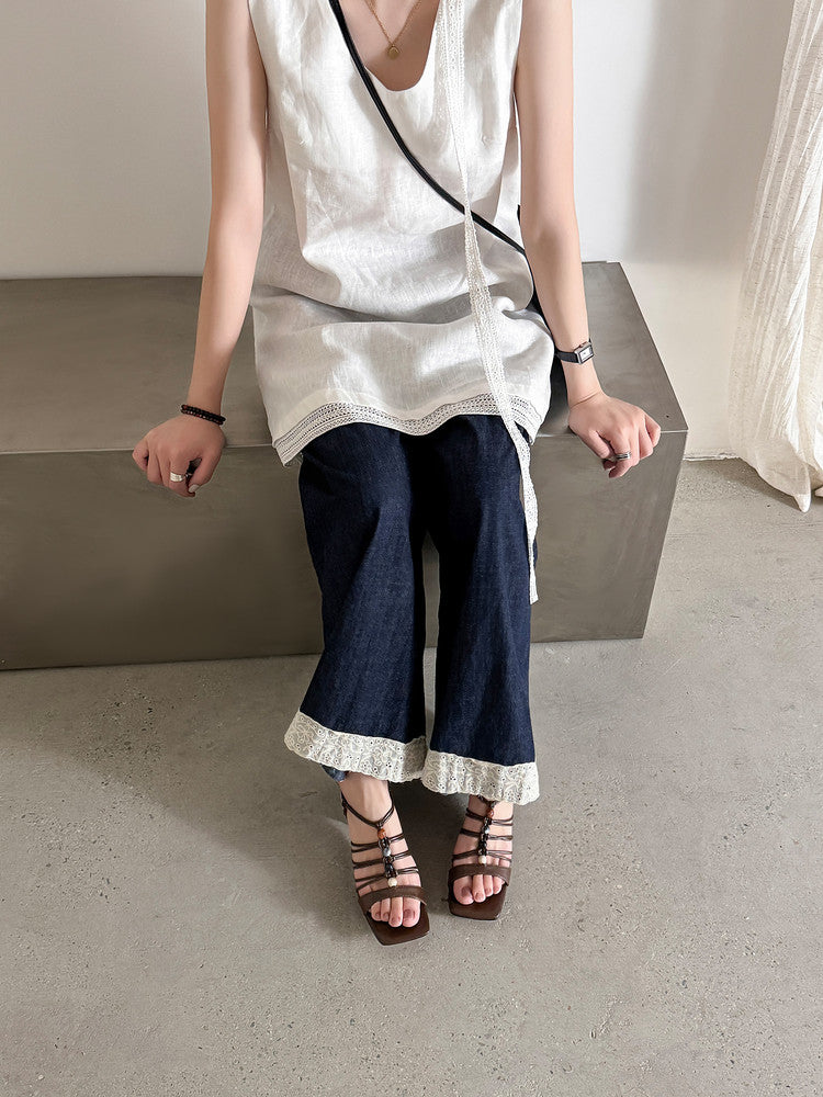 Karin Luna Bohemian Vacation Style~Square Toe Open Toe Sandals
