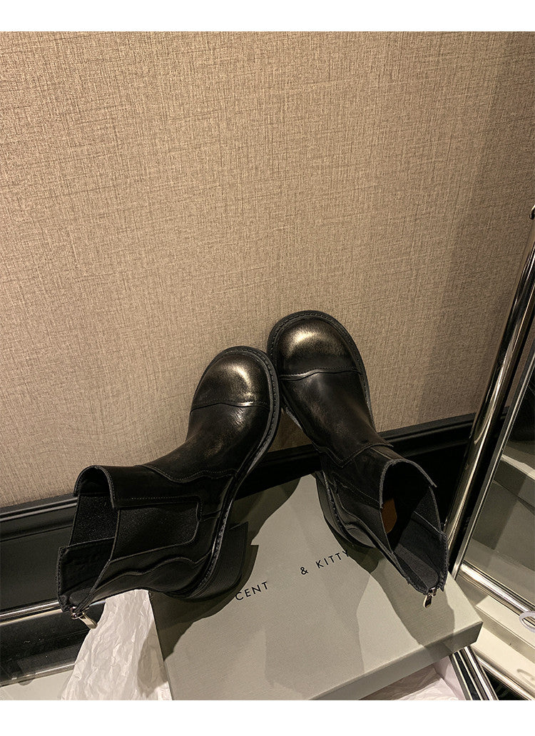 Karin Luna In Stock Spot Goods  Round Toe Stretch Round Toe Chelsea Short Boots