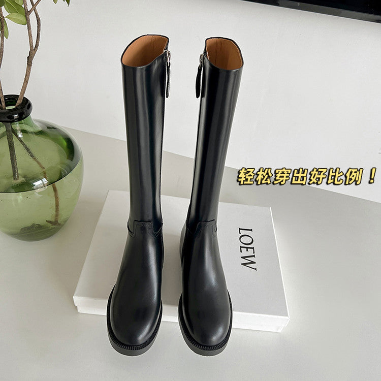 Karin Luna In Stock In-stock Basic Classic Timeless Round Toe Casual Riding Boots