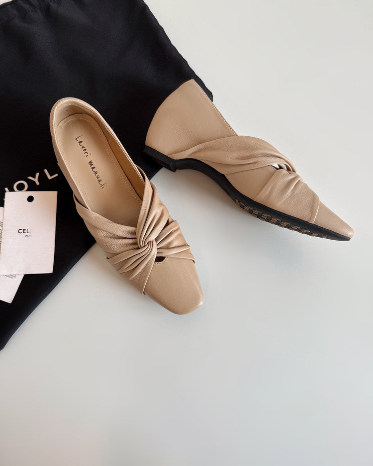 Karin Luna Cross Design Square Toe Hidden Wedge Shoes
