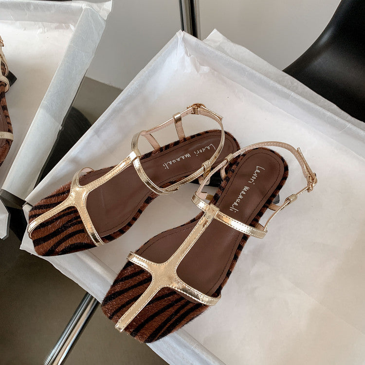 Karin Luna In Stock Spot Goods Vacation style t Strappy Open-Toe Flat Sandals