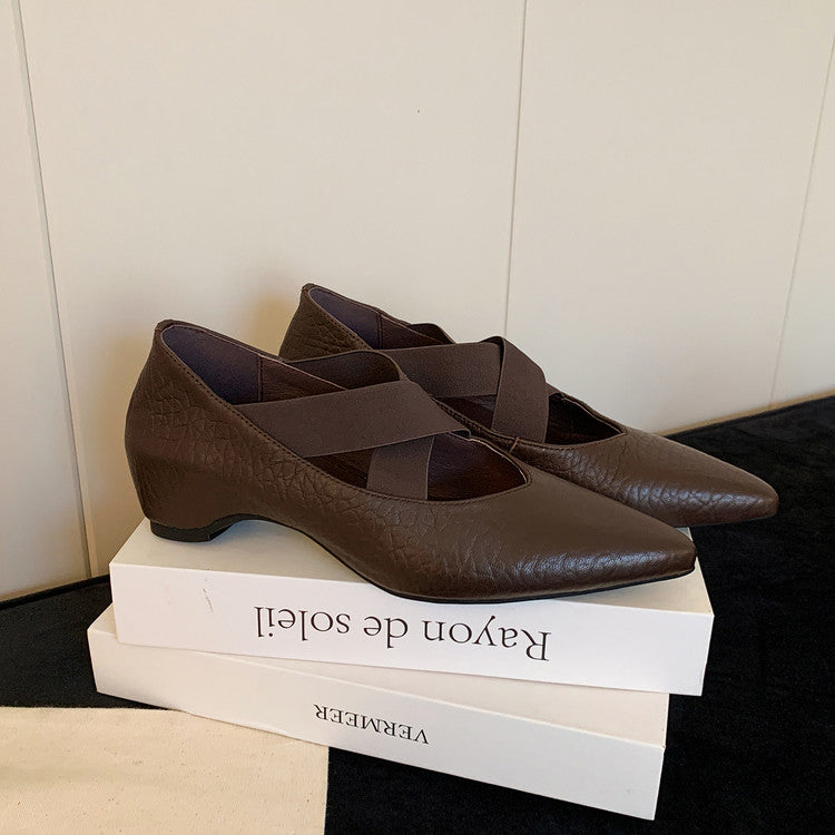 Karin Luna In Stock  Spot Goods  a Large Number of Spot Goods Pointed Toe Cross Strap Hidden Wedge Shoes