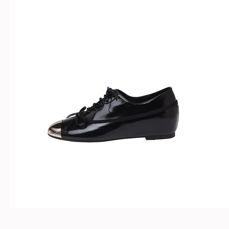 Karin Luna In Stock Spot Goods  Casual Lace-Up Metal Toe Bow Deep Mouth Single Shoes