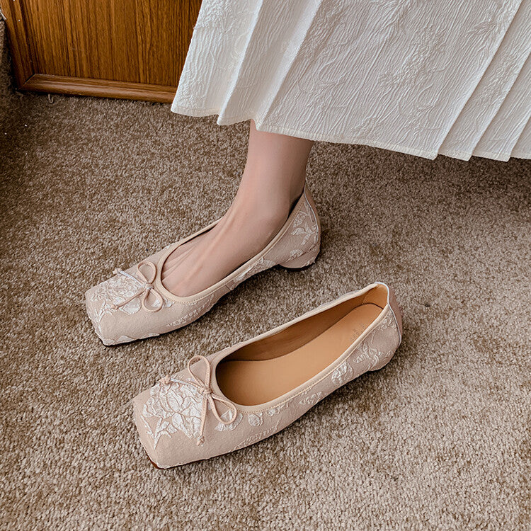 Karin Luna In Stock  In stock  Vintage Chinese Style Embroidered Rose~ Butterfly Knot Granny Shoes