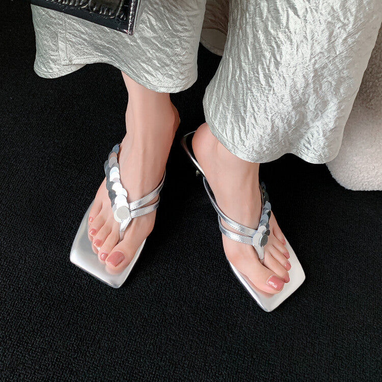 Karin Luna Exquisite Daughter~t Footrest with Rhinestones for a Sofa-like Feel  Sequin Flip-Flops