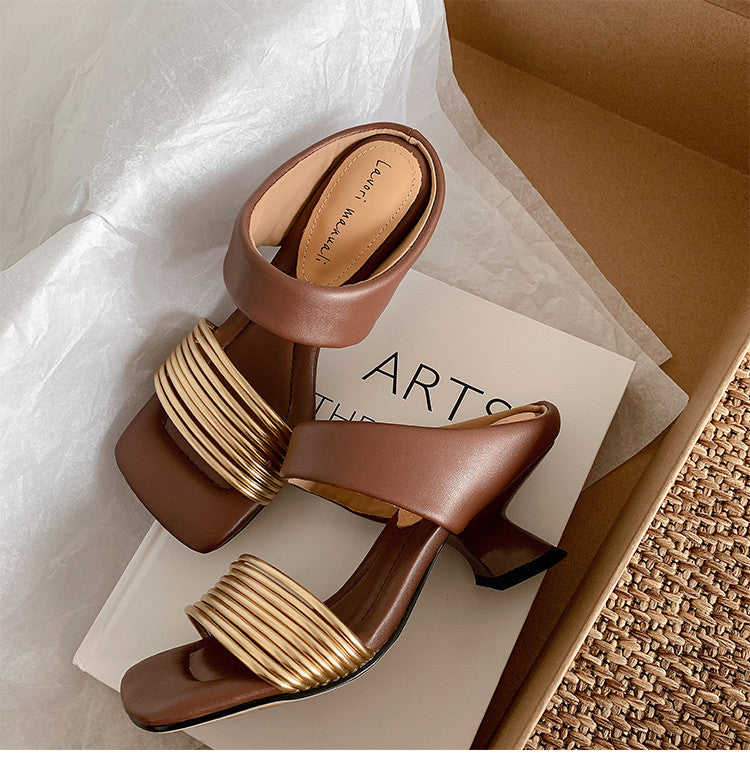 Karin Luna In Stock In Stock Minimalist Style Square-Toed Elegant Slippers