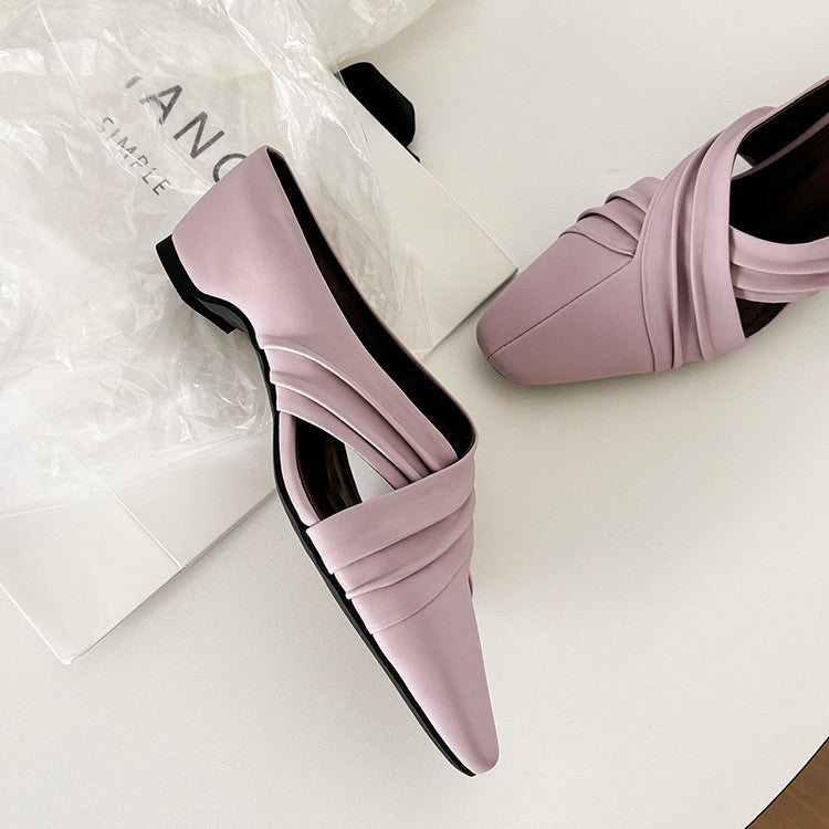 Karin Luna In Stock In Stock Basic Elegant Fairy Style Small Square Toe Sheepskin Slippers