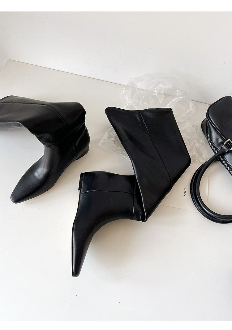 Karin Luna Elegant Style Slanted Inner Height-Increasing Long Boots