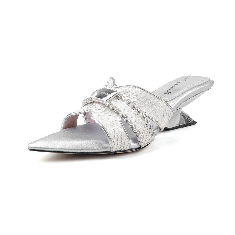 Karin Luna Fish Skin Series~Minimalist Pointed Toe Hot-Selling Unique Heel Slippers