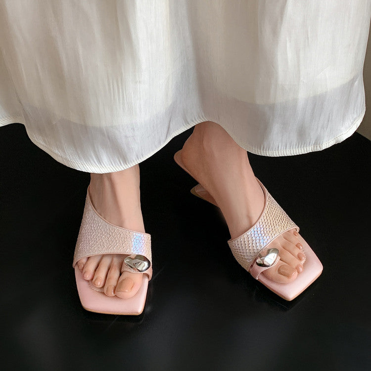Karin Luna Fish Skin Series~Minimalist Square Toe Popular Irregular Heel Slippers