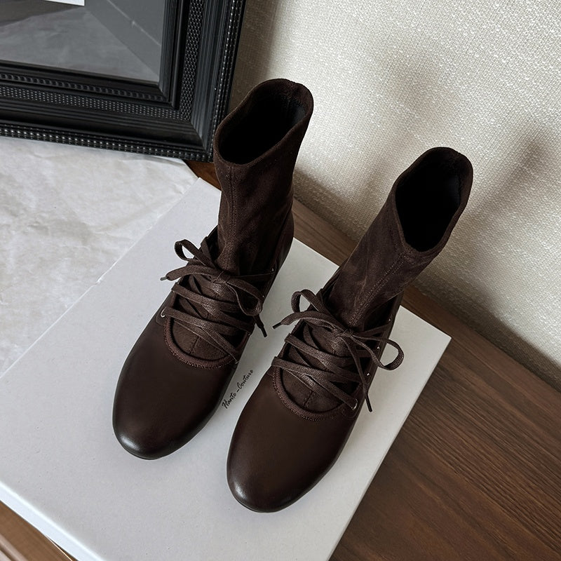 Karin Luna Round Toe Internal Height Increase Lace-up Ankle Boots