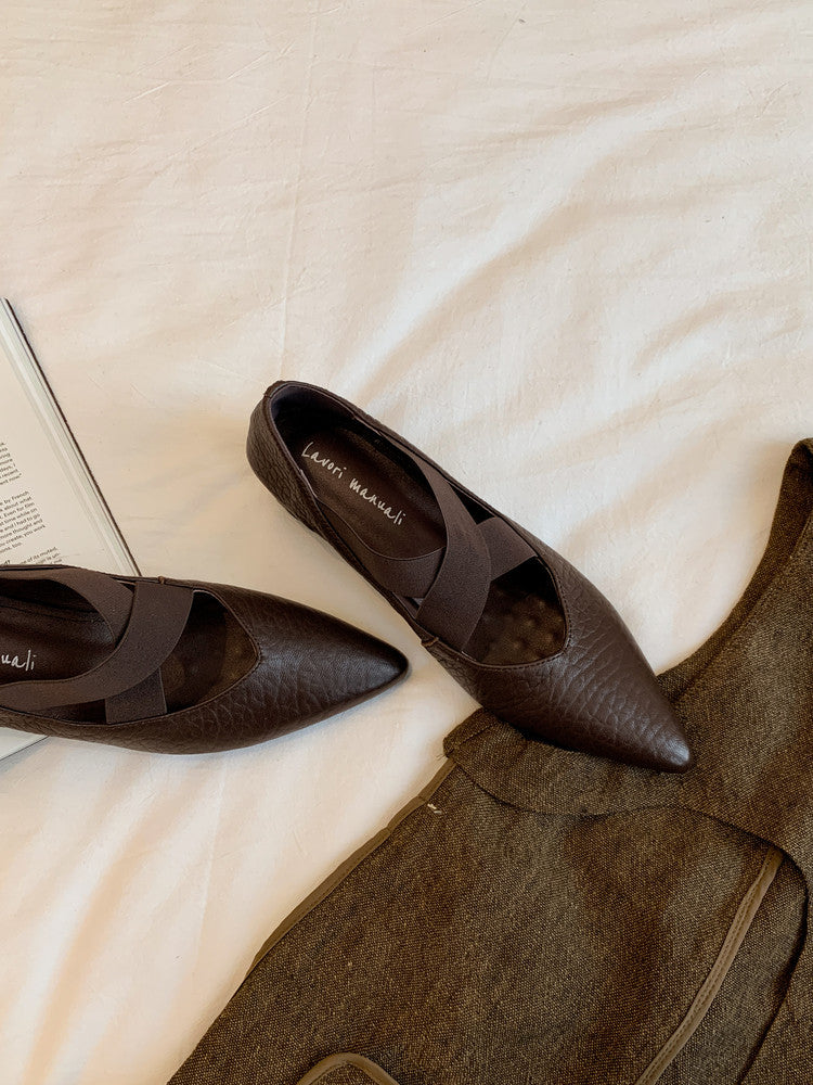 Karin Luna In Stock  Spot Goods  a Large Number of Spot Goods Pointed Toe Cross Strap Hidden Wedge Shoes